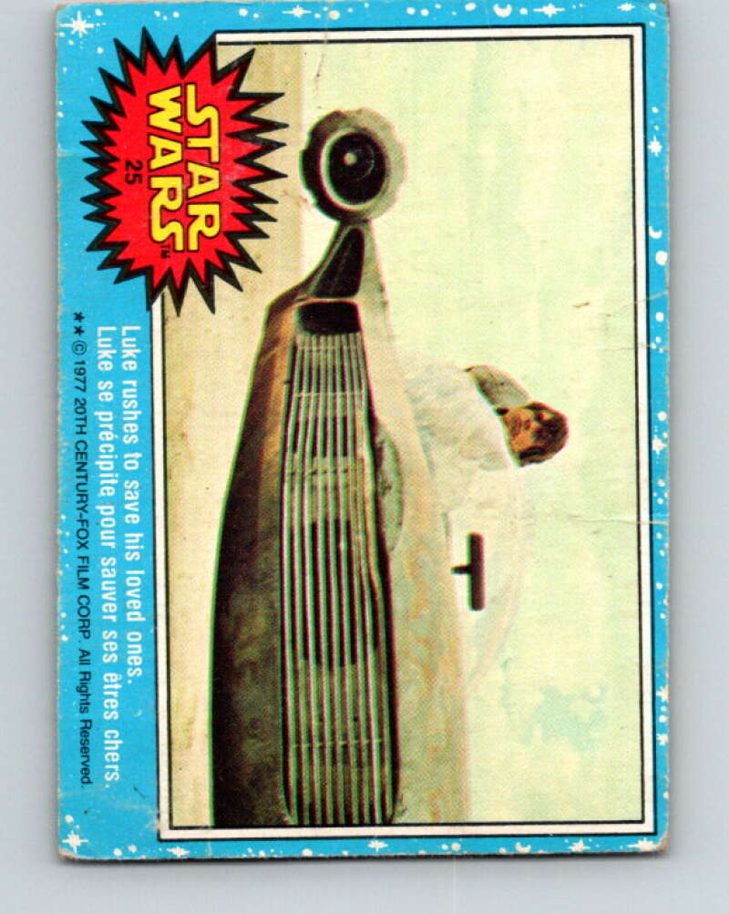1977 OPC Star Wars #25 Luke rushes to save his loved ones V33664