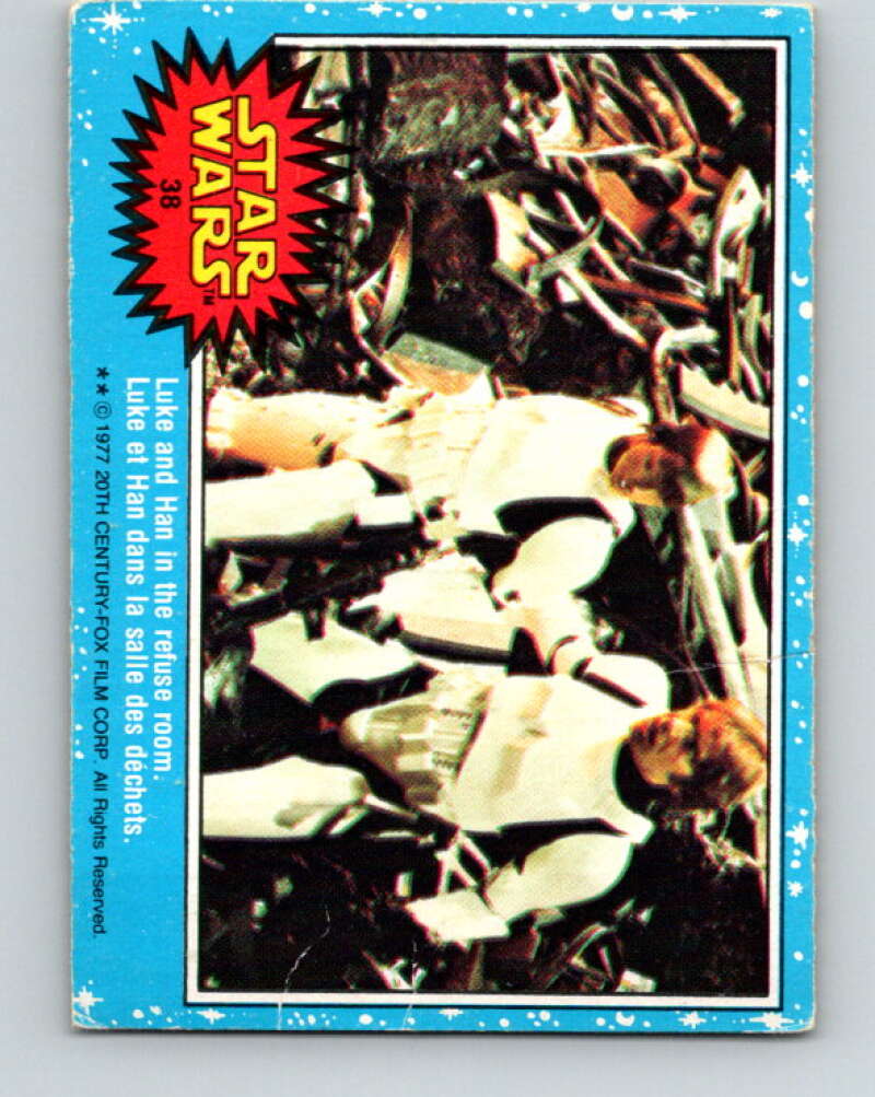 1977 OPC Star Wars #38 Luke and Han in the refuse room V33737