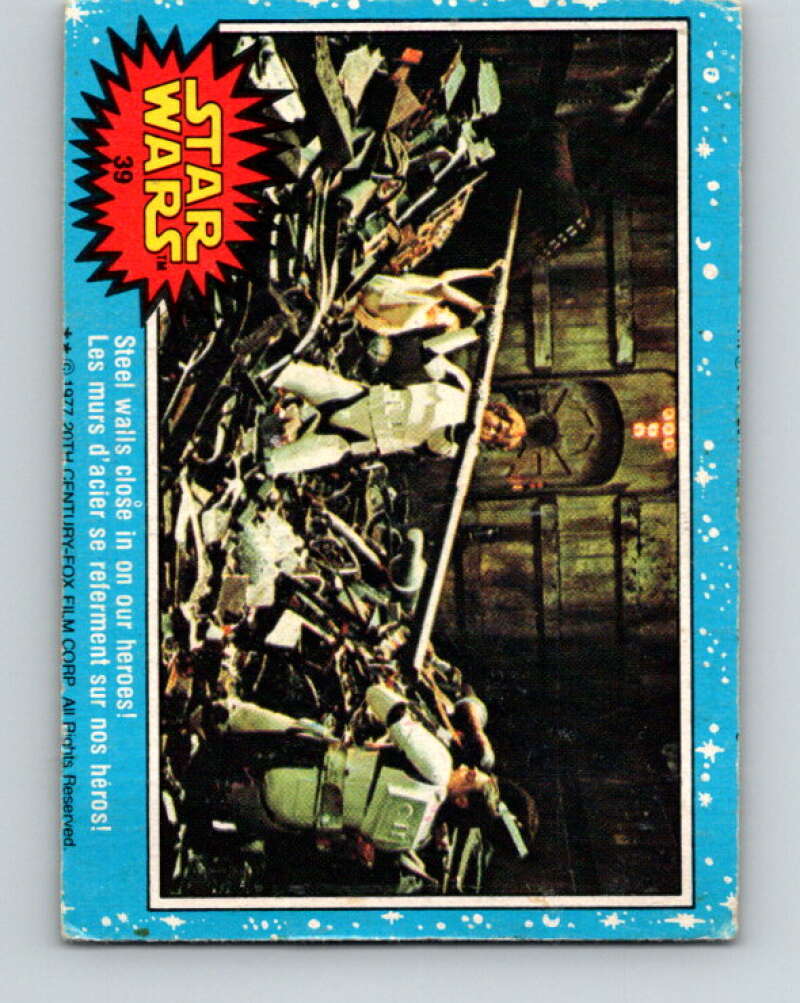 1977 OPC Star Wars #39 Steel walls close in on our heroes! V33744