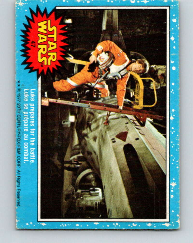1977 OPC Star Wars #47 Luke prepares for the battle V33796
