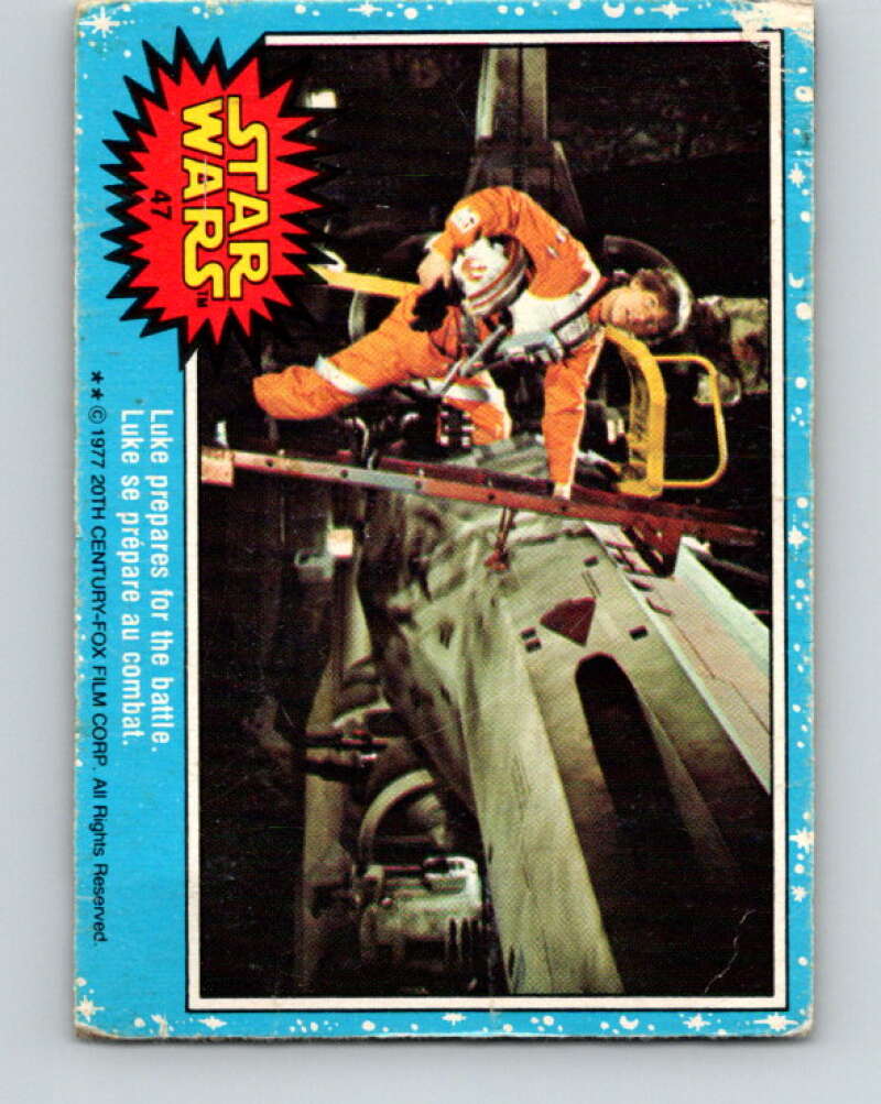 1977 OPC Star Wars #47 Luke prepares for the battle V33799