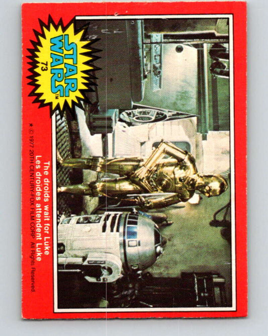 1977 OPC Star Wars #73 The droids wait for Luke   V33955