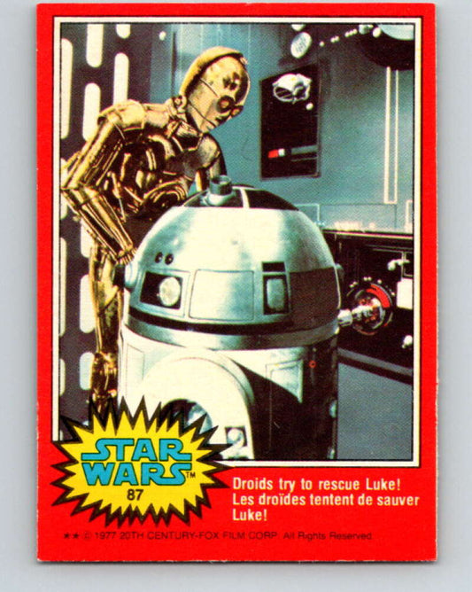 1977 OPC Star Wars #87 The droids try to rescue Luke!   V34084