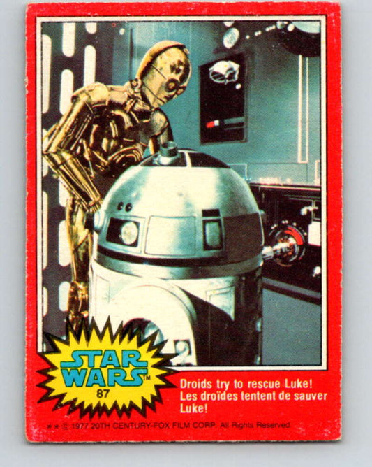 1977 OPC Star Wars #87 The droids try to rescue Luke!   V34087