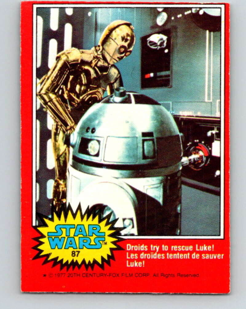1977 OPC Star Wars #87 The droids try to rescue Luke! V34088