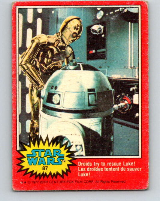 1977 OPC Star Wars #87 The droids try to rescue Luke!   V34089