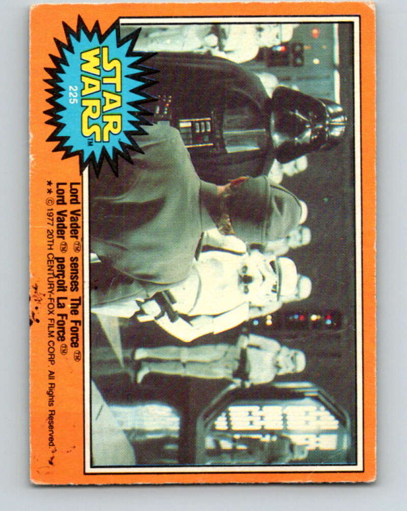 1977 OPC Star Wars #225 Lord Vader senses The Force V34556