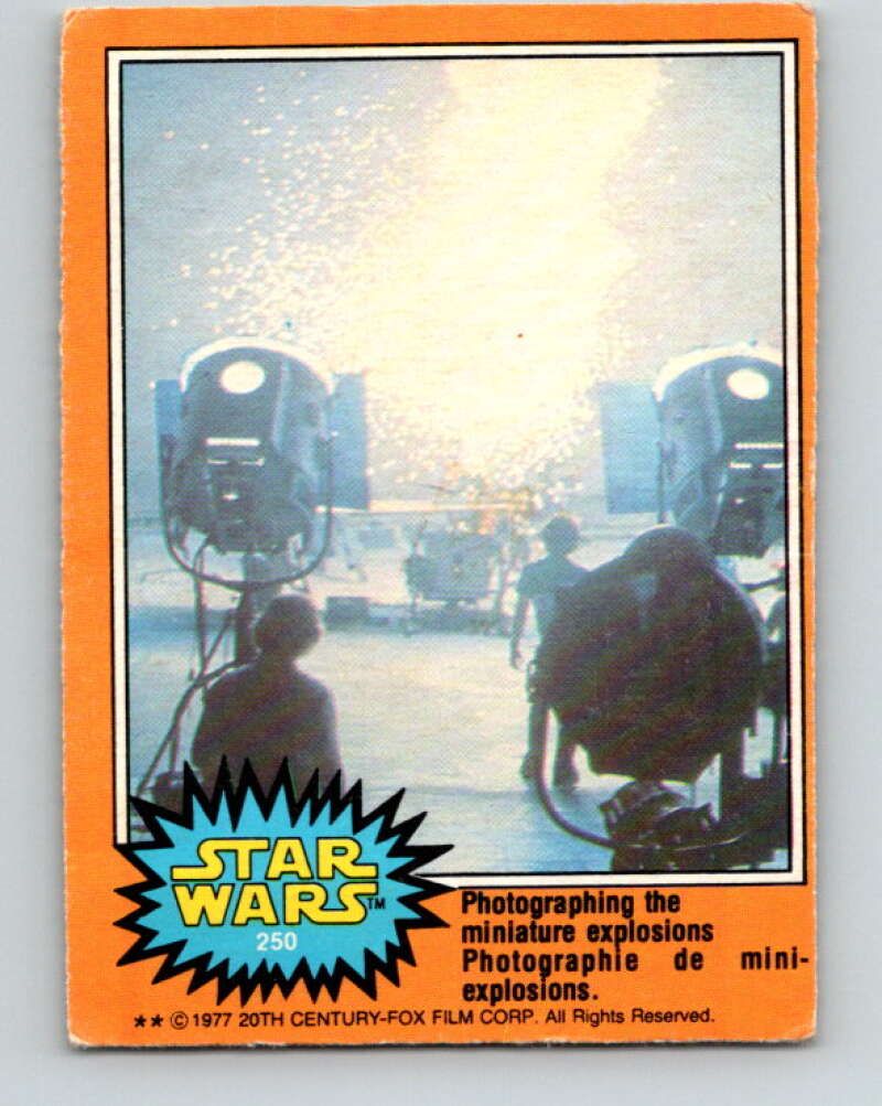 1977 OPC Star Wars #250 Photographing the miniature explosions V34587