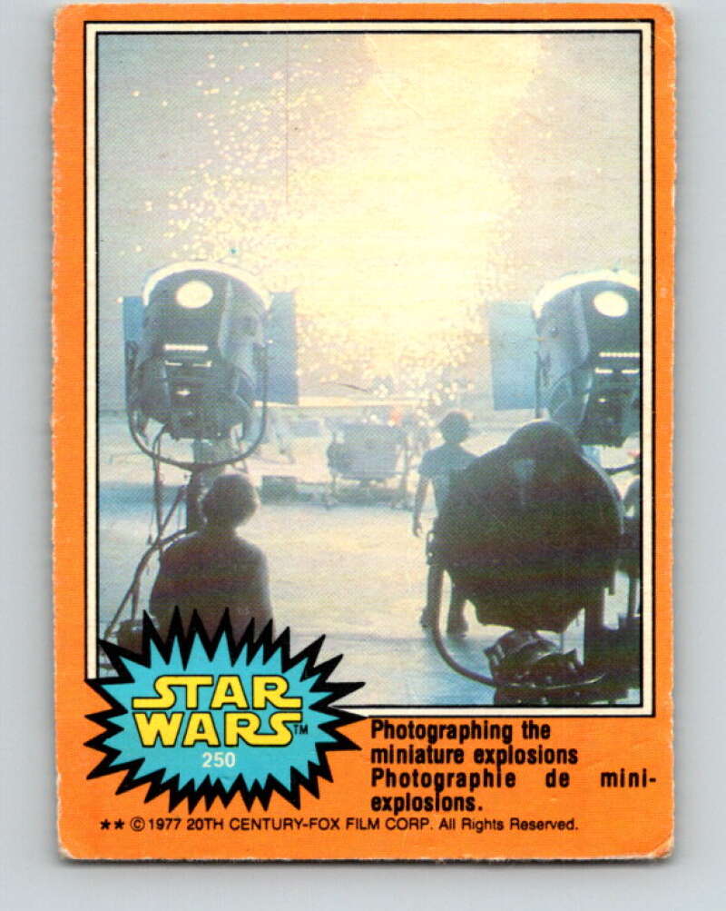 1977 OPC Star Wars #250 Photographing the miniature explosions V34589