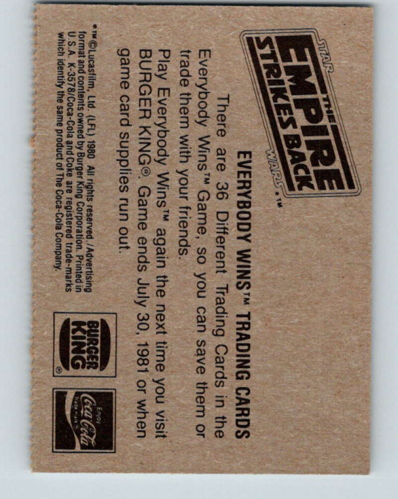 1980 Star Wars Burger King The Dark Lord of the Sith V34706