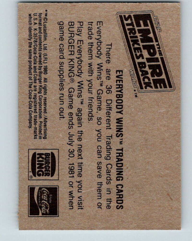 1980 Star Wars Burger King Snowswept Chewebacca V34707