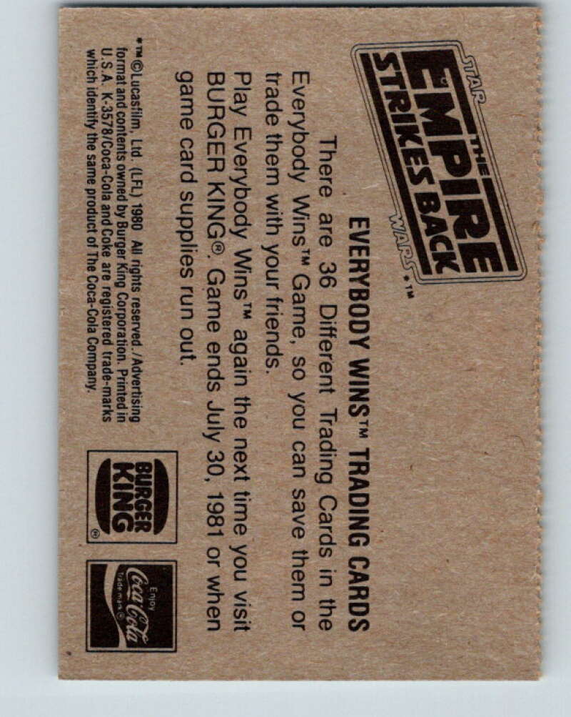 1980 Star Wars Burger King Droids Inside the Rebel Base V34708