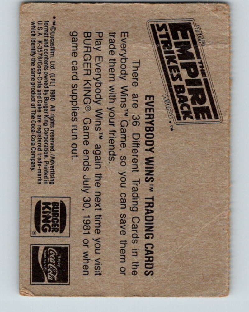 1980 Star Wars Burger King Droids Inside the Rebel Base V34709