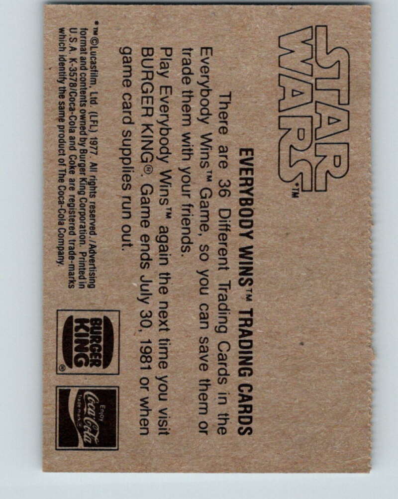 1977 Star Wars Burger King Star Pilots Preparae for Battle V34716