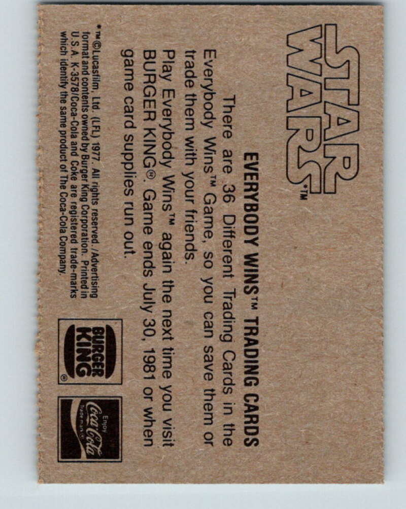 1977 Star Wars Burger King Han and Chewie Mean Business V34723