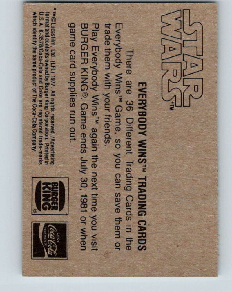 1977 Star Wars Burger King Captured by the Jawas V34724