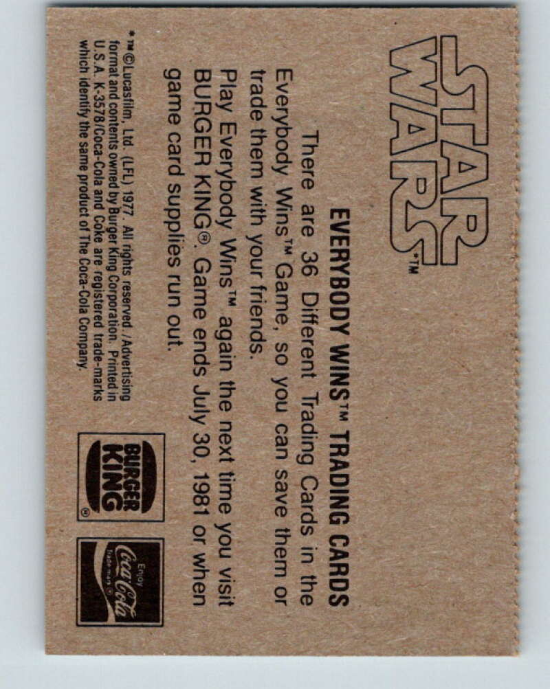 1977 Star Wars Burger King Search for the Droids V34725