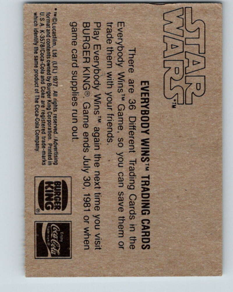1977 Star Wars Burger King Luke Disguised as a Stormtrooper V34726