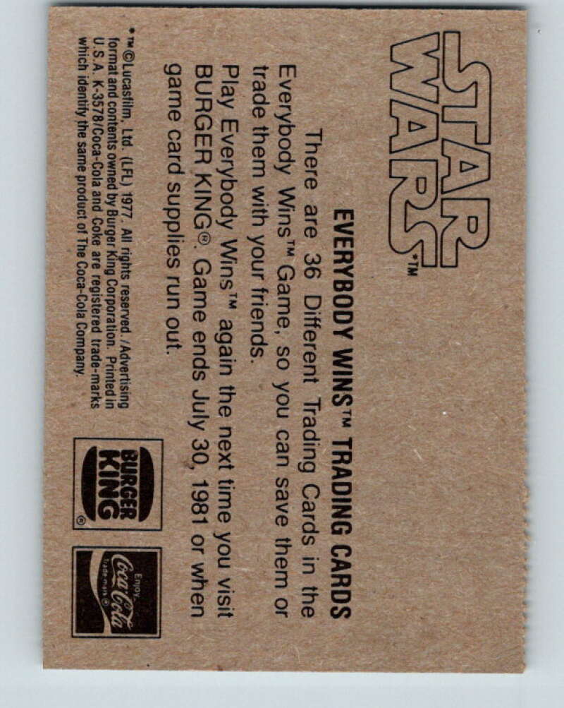 1977 Star Wars Burger King Stormtrooper Attack V34732
