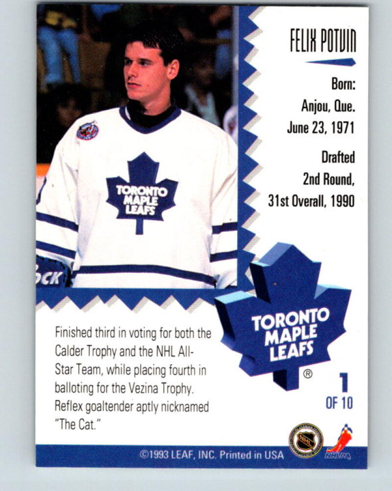 1993-94 Leaf Painted Warriors #1 Felix Potvin Toronto Maple Leafs V35132