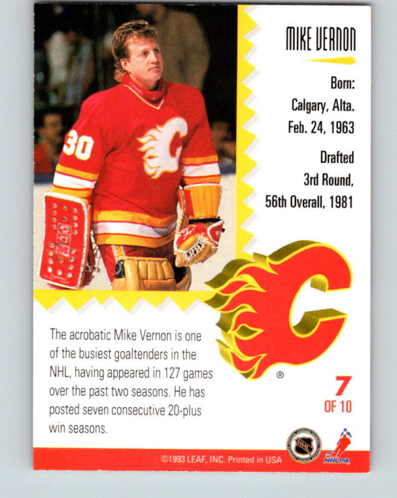 1993-94 Leaf Painted Warriors #7 Mike Vernon Calgary Flames V35138
