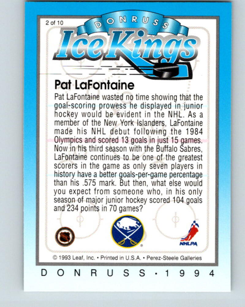 1993-94 Donruss Ice Kings #2 Pat LaFontaine Buffalo Sabres V35152