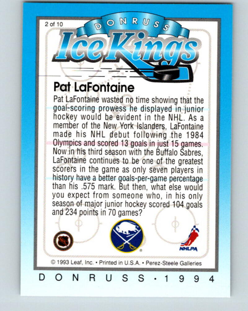 1993-94 Donruss Ice Kings #2 Pat LaFontaine Buffalo Sabres V35153
