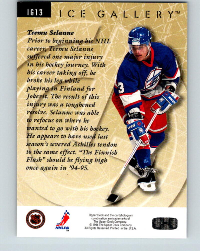 1994-95 Upper Deck Ice Gallery #IG13 Teemu Selanne Winnipeg Jets V35157