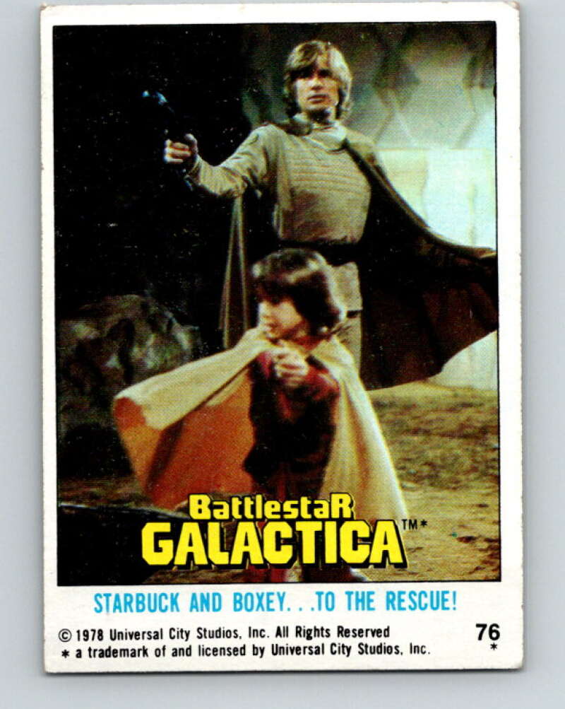 1978 Topps Battlestar Galactica #76 Starbuck and Boxey Rescue! V35354