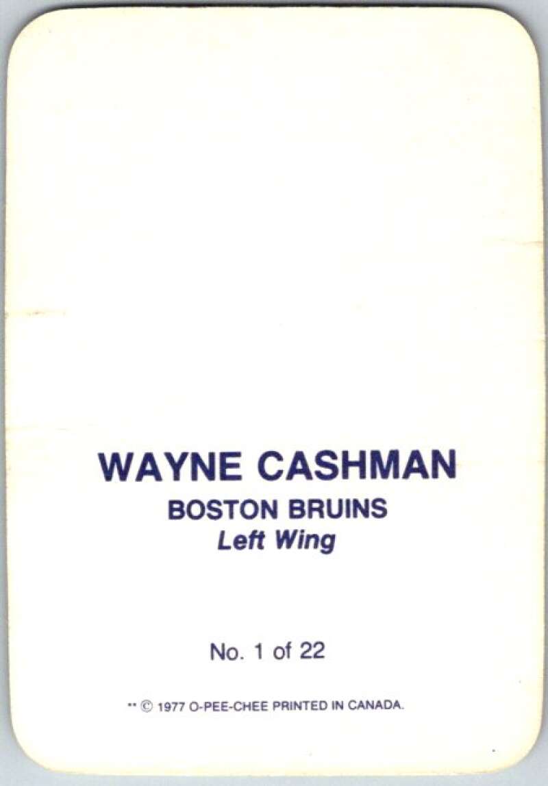 1977-78 O-Pee-Chee Glossy #1 Wayne Cashman, Boston Bruins  V35494