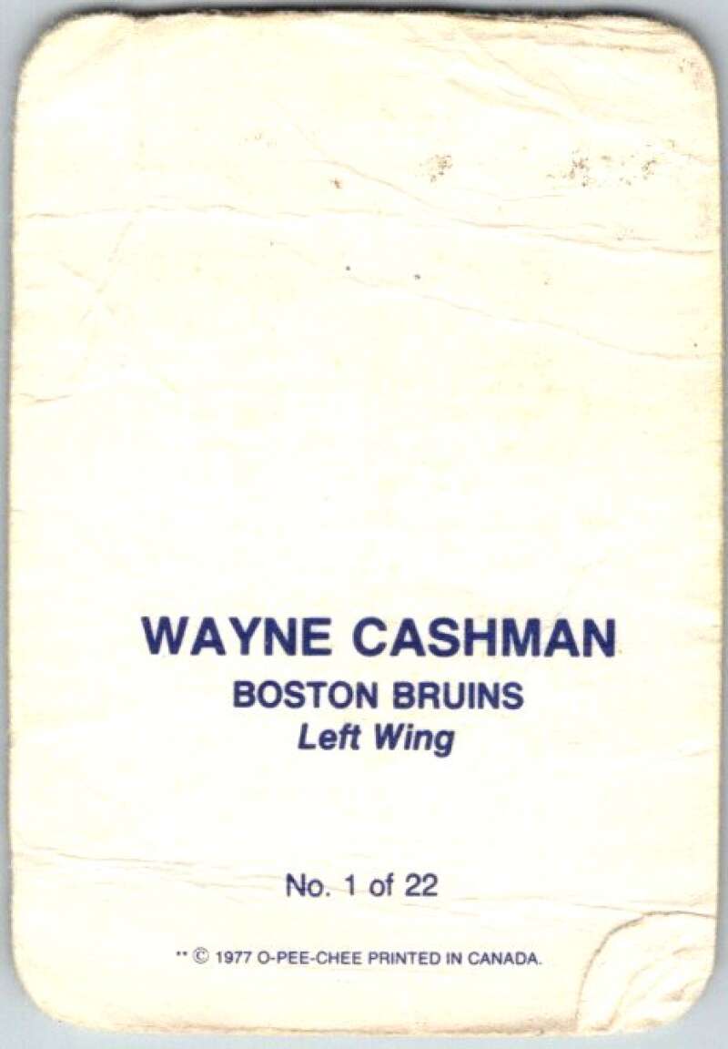 1977-78 O-Pee-Chee Glossy #1 Wayne Cashman, Boston Bruins V35497