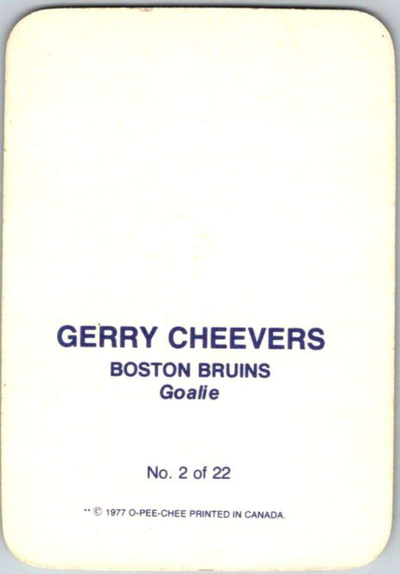 1977-78 O-Pee-Chee Glossy #2 Gerry Cheevers, Boston Bruins V35500
