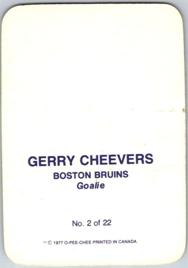 1977-78 O-Pee-Chee Glossy #2 Gerry Cheevers, Boston Bruins V35501