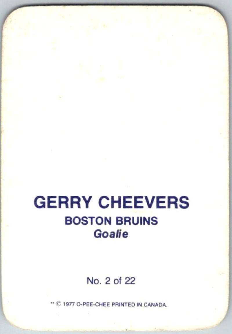 1977-78 O-Pee-Chee Glossy #2 Gerry Cheevers, Boston Bruins V35504