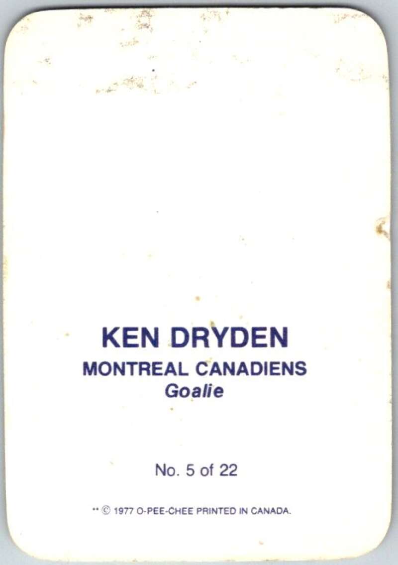 1977-78 O-Pee-Chee Glossy #5 Ken Dryden, Montreal Canadiens V35514