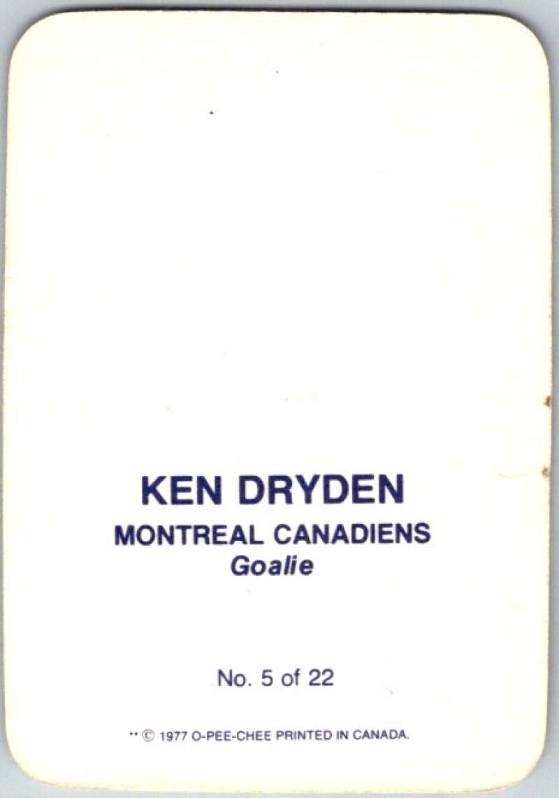 1977-78 O-Pee-Chee Glossy #5 Ken Dryden, Montreal Canadiens V35515