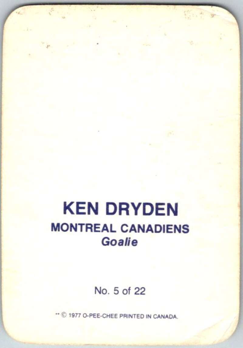 1977-78 O-Pee-Chee Glossy #5 Ken Dryden, Montreal Canadiens V35516