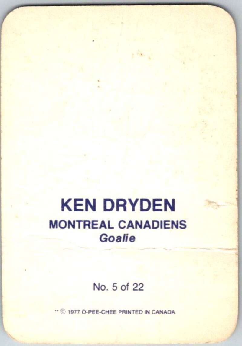 1977-78 O-Pee-Chee Glossy #5 Ken Dryden, Montreal Canadiens V35517