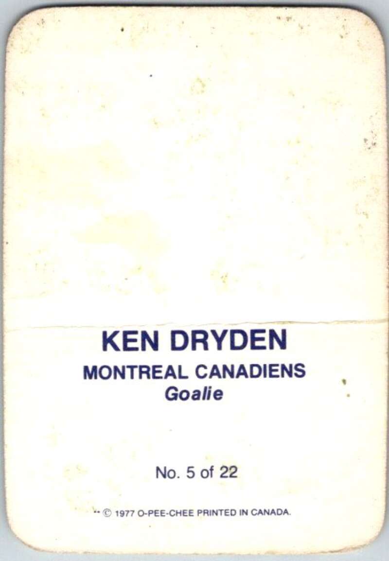 1977-78 O-Pee-Chee Glossy #5 Ken Dryden, Montreal Canadiens V35518