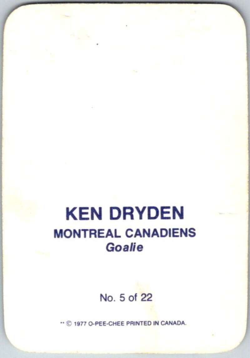 1977-78 O-Pee-Chee Glossy #5 Ken Dryden, Montreal Canadiens V35519