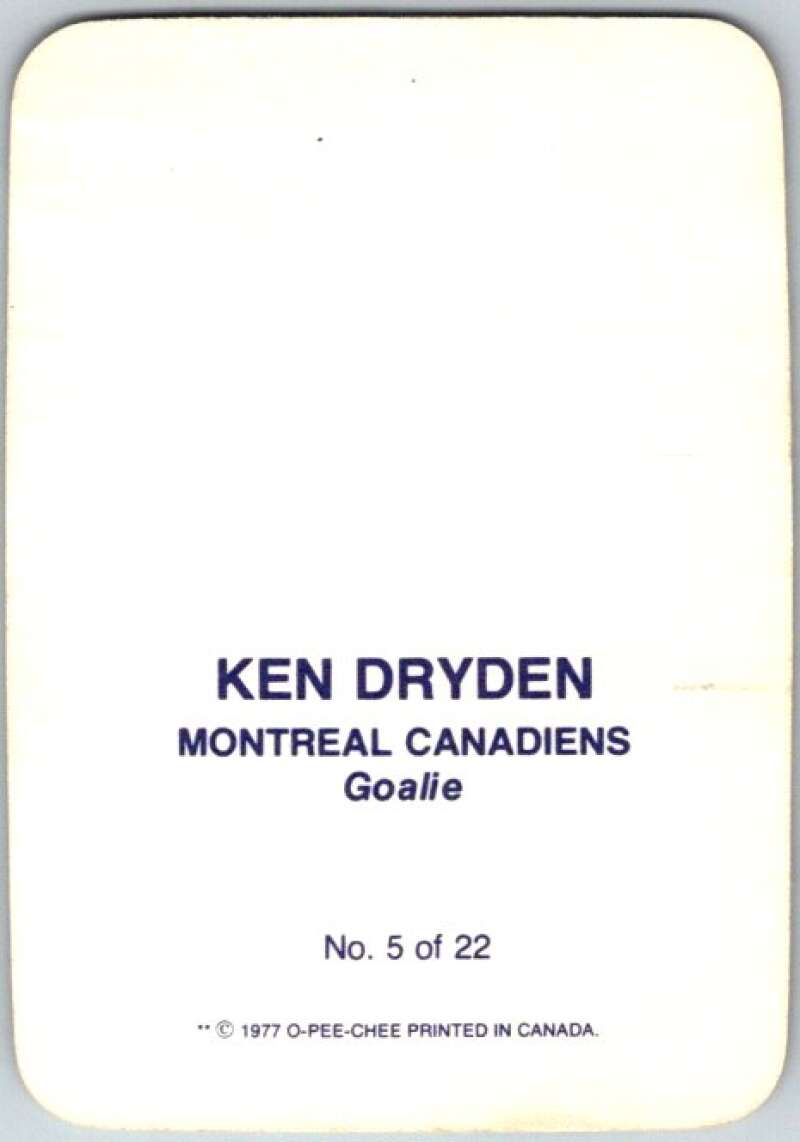 1977-78 O-Pee-Chee Glossy #5 Ken Dryden, Montreal Canadiens V35520
