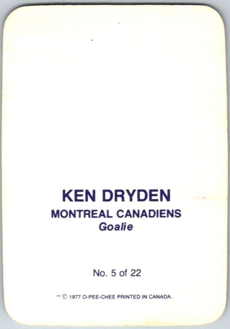 1977-78 O-Pee-Chee Glossy #5 Ken Dryden, Montreal Canadiens  V35520
