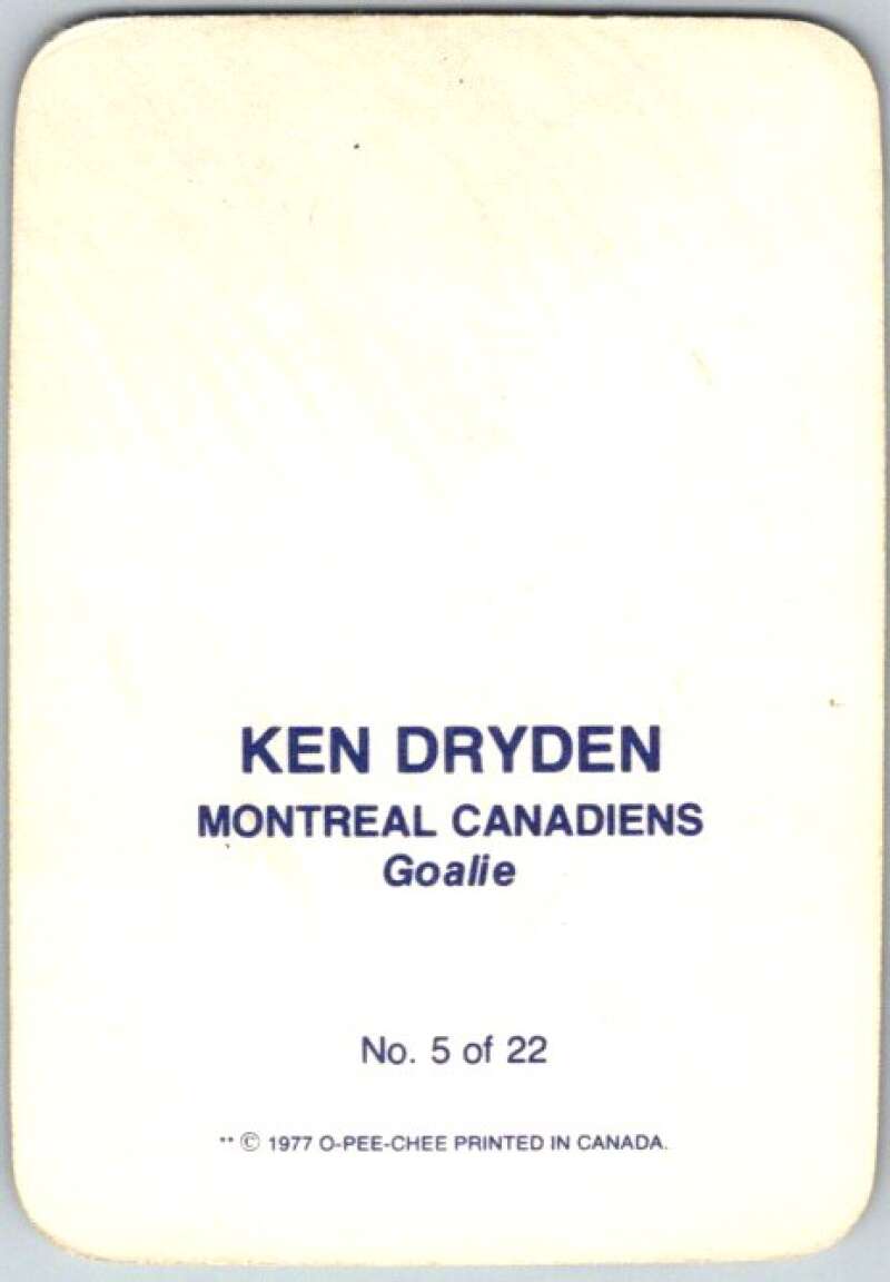 1977-78 O-Pee-Chee Glossy #5 Ken Dryden, Montreal Canadiens V35526