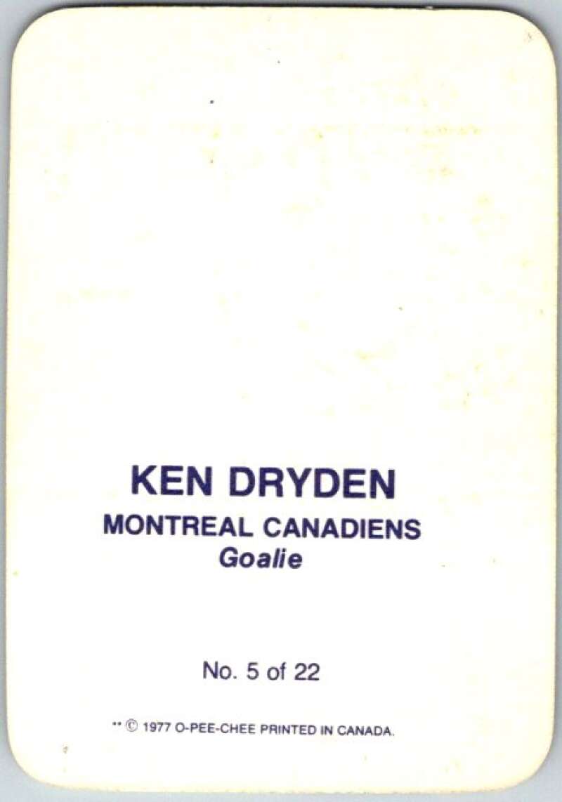 1977-78 O-Pee-Chee Glossy #5 Ken Dryden, Montreal Canadiens V35527