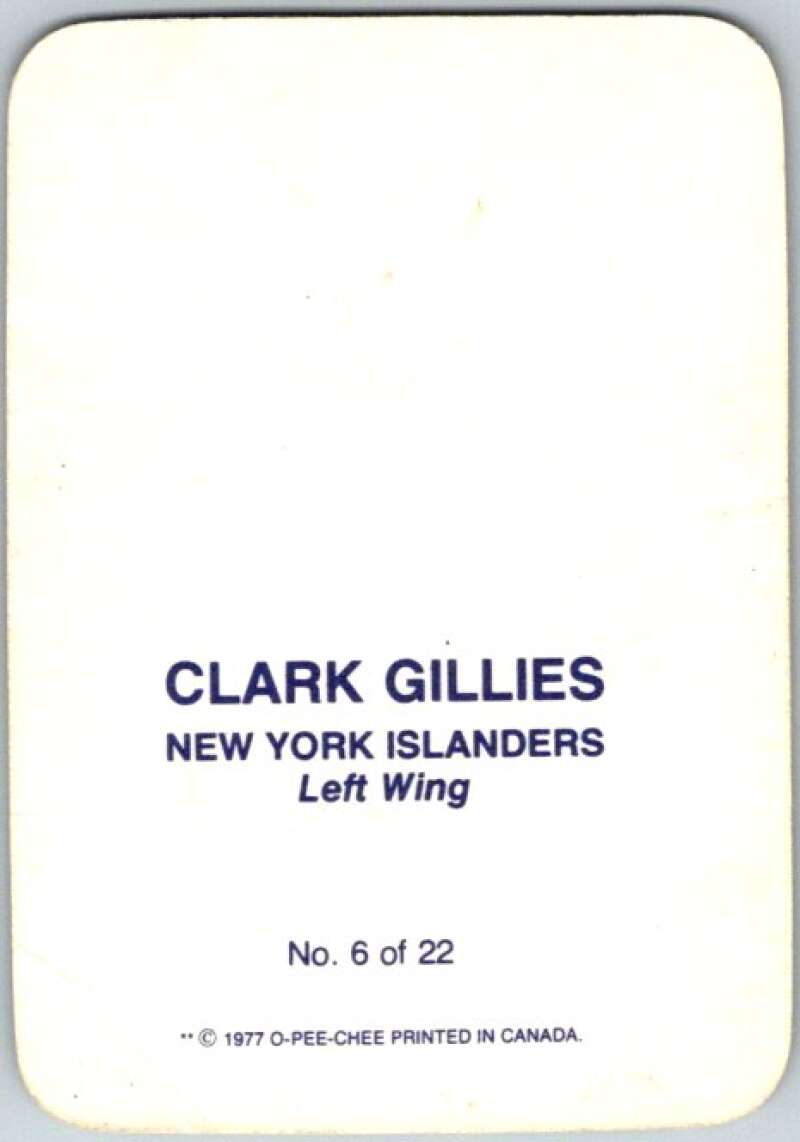 1977-78 O-Pee-Chee Glossy #6 Clark Gillies, New York Islanders V35528