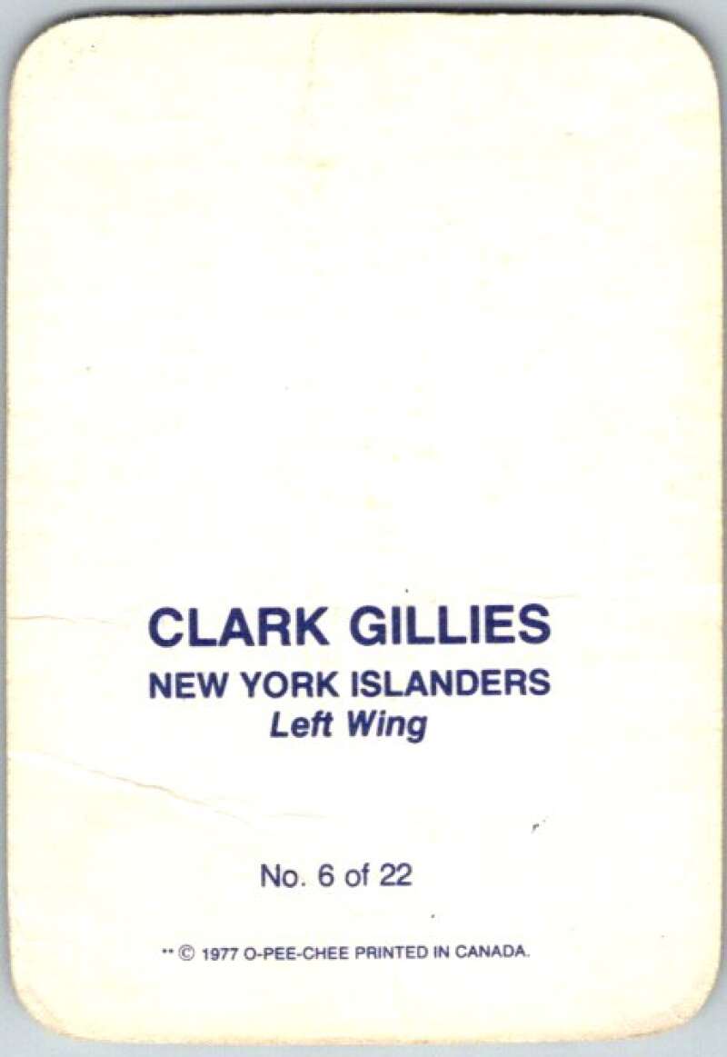 1977-78 O-Pee-Chee Glossy #6 Clark Gillies, New York Islanders V35531