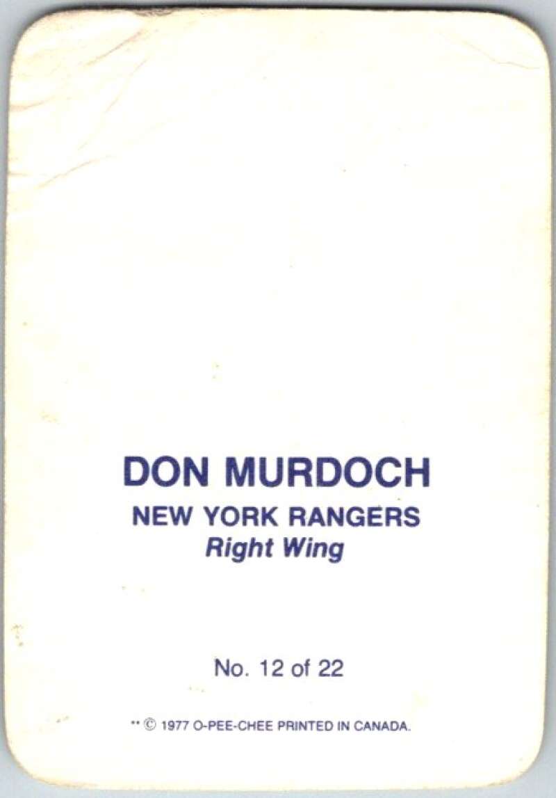 1977-78 O-Pee-Chee Glossy #12 Don Murdoch, New York Rangers V35566