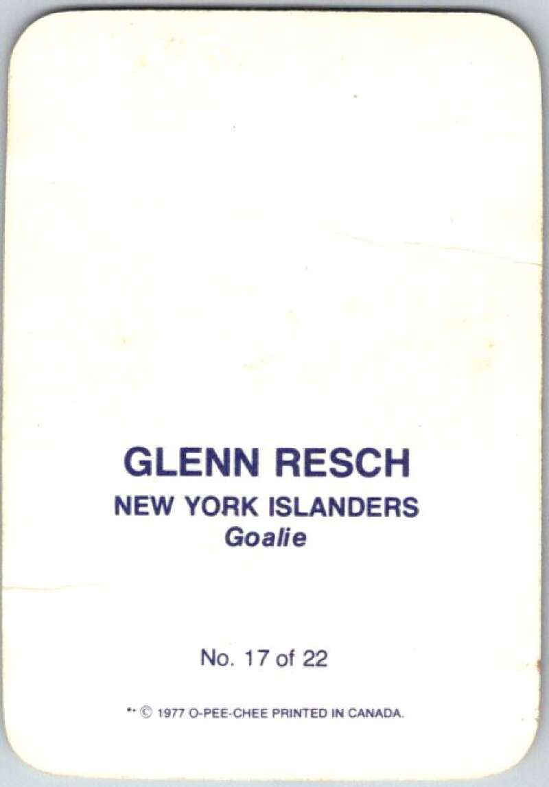 1977-78 O-Pee-Chee Glossy #17 Glenn Resch, New York Islanders V35583