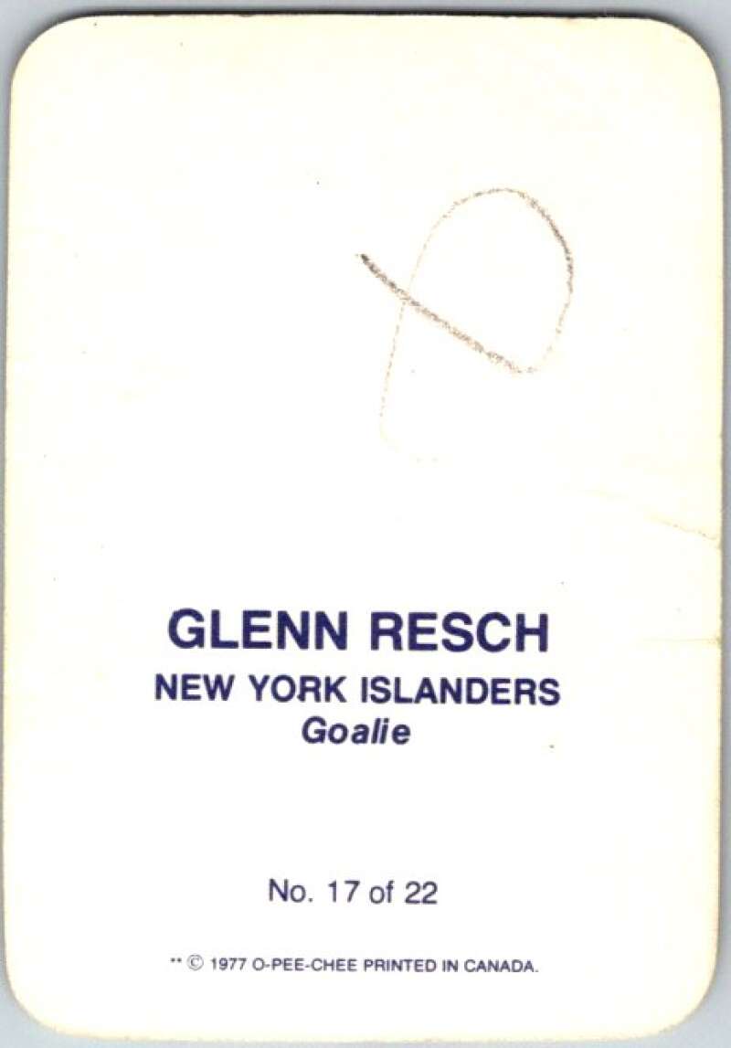 1977-78 O-Pee-Chee Glossy #17 Glenn Resch, New York Islanders V35584