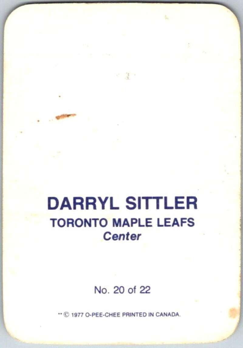 1977-78 O-Pee-Chee Glossy #20 Darryl Sittler, Toronto Maple Leafs V35601